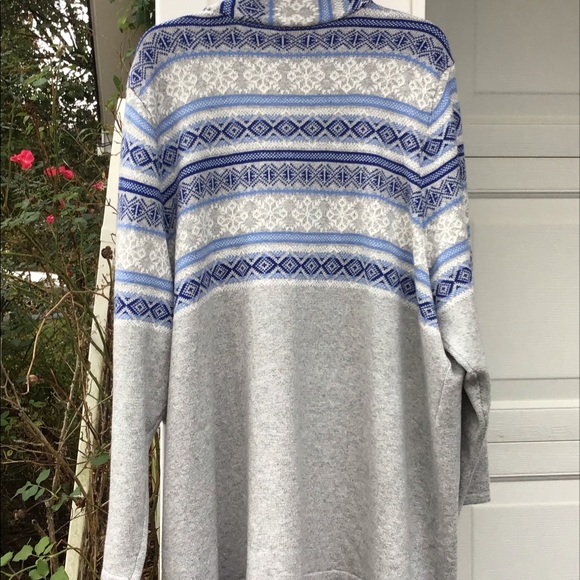 NWT Talbots Gray Blues White Pattern Stripe Cardi - Picture 4 of 7